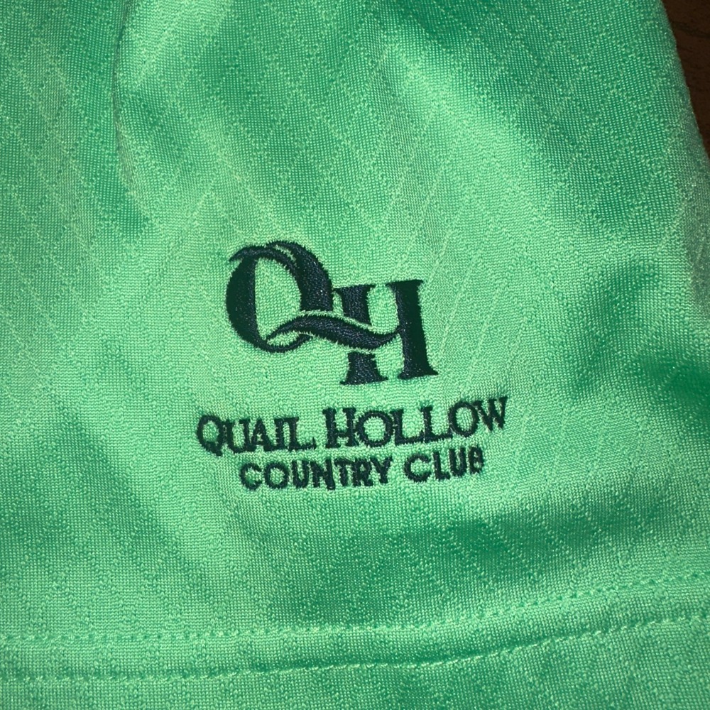 FootJoy Mens Quail Hollow Country Club Golf Polo Shirt Lime Green Textured L - Picture 6 of 11
